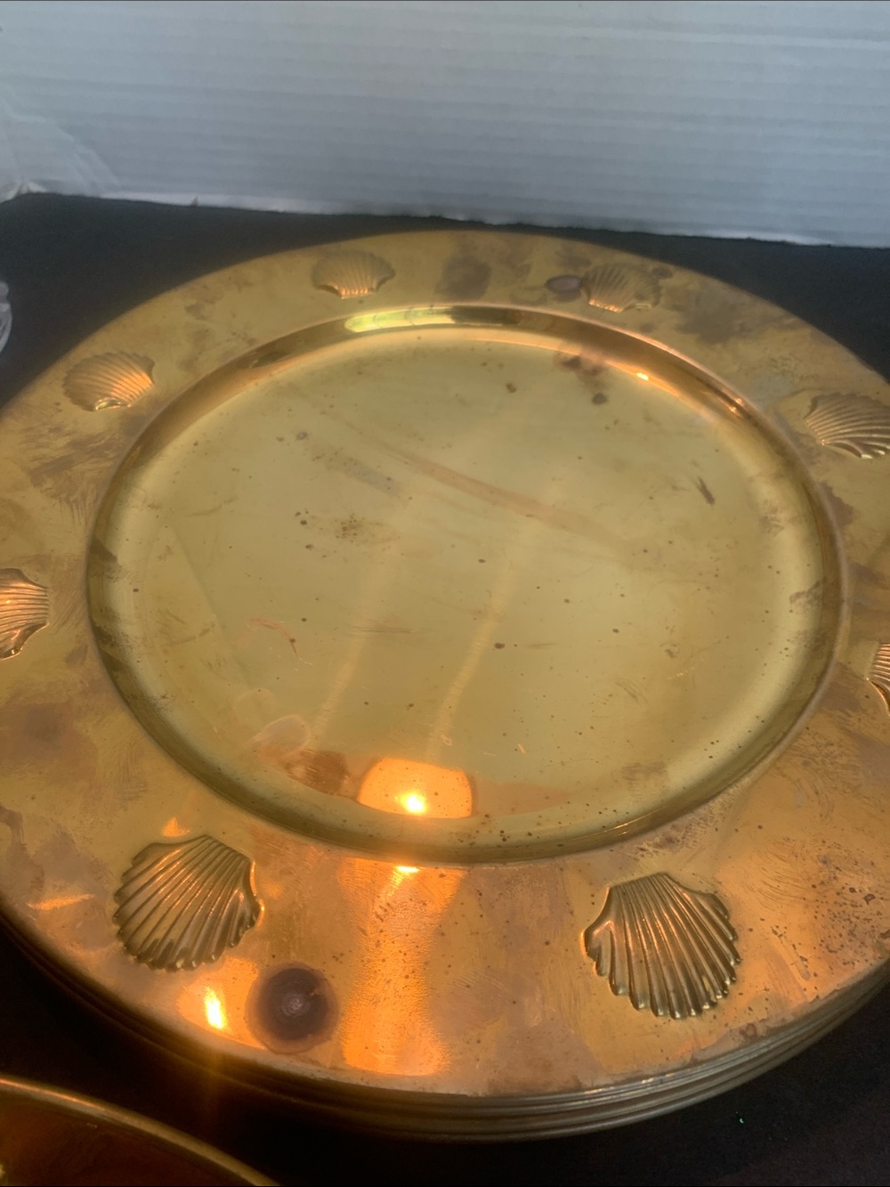 Set of 8 12 inch Brass Shell Plate Chargers - Picture 3 of 10
